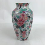 Japanese Porcelain Flower Vase Vtg Ikebana Kabin Pink Camellia Tsubaki FK132
