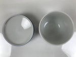 Japanese Porcelain Lidded Bowl Mushiwan Vtg White Blue Horse Boat Sometsuke Y455