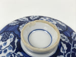 Japanese Porcelain Lidded Bowl Mushiwan White Blue Leaf Floral Sometsuke Y456