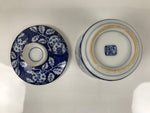 Japanese Porcelain Lidded Bowl Mushiwan White Blue Leaf Floral Sometsuke Y458