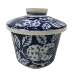 Japanese Porcelain Lidded Bowl Mushiwan White Blue Leaf Floral Sometsuke Y458
