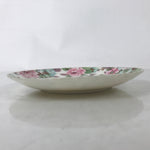 Japanese Porcelain Medium Serving Plate Chuzara Round Pink Floral Leaf Y242