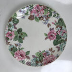 Japanese Porcelain Medium Serving Plate Chuzara Vtg Round Pink Floral Leaf Y243