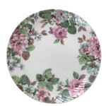Japanese Porcelain Medium Serving Plate Chuzara Vtg Round Pink Floral Leaf Y243