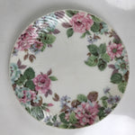 Japanese Porcelain Medium Serving Plate Chuzara Vtg Round Pink Floral Leaf Y245