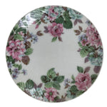 Japanese Porcelain Medium Serving Plate Chuzara Vtg Round Pink Floral Leaf Y246
