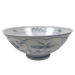 Japanese Porcelain Mino Ware Rice Bowl Chawan Vtg White Blue Plant Vine Tea Y494