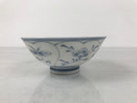 Japanese Porcelain Mino Ware Rice Bowl Chawan Vtg White Blue Plant Vine Tea Y495