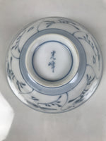 Japanese Porcelain Mino Ware Rice Bowl Chawan Vtg White Blue Plant Vine Tea Y503