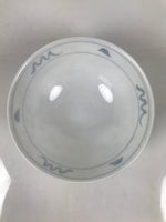 Japanese Porcelain Mino Ware Rice Bowl Chawan Vtg White Blue Plant Vine Tea Y504