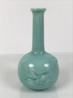 Japanese Porcelain Pottery Flower Vase Ikebana Kabin Crane Bird Celadon FK207