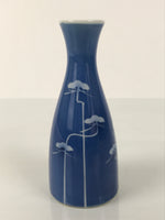 Japanese Porcelain Sake Bottle Tokkuri Vtg Ichi-Go Blue White Pine Matsu TS840