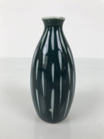 Japanese Porcelain Sake Bottle Tokkuri Vtg Ichi-Go Navy Blue White Lines TS891