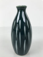 Japanese Porcelain Sake Bottle Tokkuri Vtg Ichi-Go Navy Blue White Lines TS891