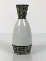 Japanese Porcelain Sake Bottle Tokkuri Vtg White Black Brown Abstract Line TS844