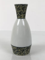 Japanese Porcelain Sake Bottle Tokkuri Vtg White Black Brown Abstract Line TS844