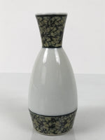 Japanese Porcelain Sake Bottle Tokkuri Vtg White Black Brown Abstract Line TS844