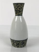 Japanese Porcelain Sake Bottle Tokkuri Vtg White Black Brown Abstract Line TS844
