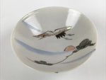 Japanese Porcelain Sake Cup Vtg Sakazuki Guinomi Crane Sunrise Pine White G198