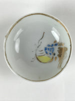 Japanese Porcelain Sake Cup Vtg Sakazuki Guinomi Minogame Turtle White Gold G254