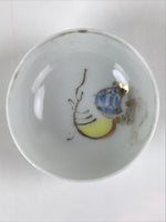 Japanese Porcelain Sake Cup Vtg Sakazuki Guinomi Minogame Turtle White Gold G259