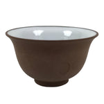 Japanese Porcelain Sake Cup Vtg Tsubomi Ochoko Guinomi Matte Brown White G304