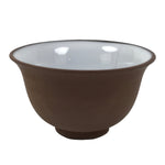 Japanese Porcelain Sake Cup Vtg Tsubomi Ochoko Guinomi Matte Brown White G305