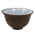 Japanese Porcelain Sake Cup Vtg Tsubomi Ochoko Guinomi Matte Brown White G308