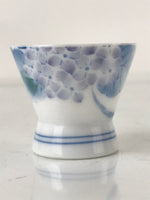 Japanese Porcelain Sake Cup Vtg Wan Ochoko Guinomi Purple Hydrangea Flower G155