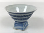 Japanese Porcelain Sake Cup Vtg Wan Ochoko Guinomi Sometsuke Blue Stripe G309