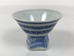 Japanese Porcelain Sake Cup Vtg Wan Ochoko Guinomi Sometsuke Blue Stripe G309