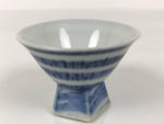 Japanese Porcelain Sake Cup Vtg Wan Ochoko Guinomi Sometsuke Blue Stripe G309