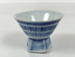 Japanese Porcelain Sake Cup Vtg Wan Ochoko Guinomi Sometsuke Blue Stripe G310