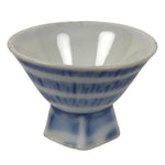 Japanese Porcelain Sake Cup Vtg Wan Ochoko Guinomi Sometsuke Blue Stripe G310