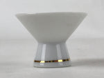 Japanese Porcelain Sake Cup Vtg Wan Ochoko Guinomi White Gold Blue Grapes G123