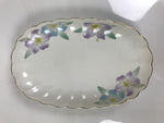Japanese Porcelain Serving Plate Vtg Oval White Floral Lily Gold Kikuzara Y449