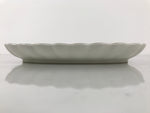 Japanese Porcelain Serving Plate Vtg Oval White Floral Lily Gold Kikuzara Y450