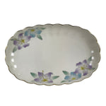 Japanese Porcelain Serving Plate Vtg Oval White Floral Lily Gold Kikuzara Y450