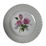 Japanese Porcelain Serving Plate Vtg Round Large Pink Rose Floral Leaf Y263