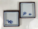 Japanese Porcelain Small Plate Kozara Vtg Lacquer Tray Dish 3pc White Blue Y424