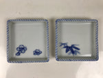 Japanese Porcelain Small Plate Kozara Vtg Lacquer Tray Dish 3pc White Blue Y424