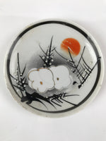 Japanese Porcelain Small Plate Kozara Vtg Plum Blossom Sun Black White PY711