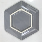 Japanese Porcelain Small Serving Plate Meimeizara Hexagon Pine Tree Gray Y216