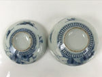 Japanese Porcelain Sometsuke Lidded Rice Bowl Owan White Blue Sea Village Y481