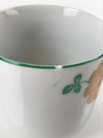 Japanese Porcelain Teacup Vtg Yunomi Orange Flowers Leaves White Sencha TC427