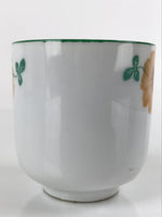 Japanese Porcelain Teacup Vtg Yunomi Orange Flowers Leaves White Sencha TC427