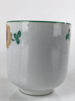 Japanese Porcelain Teacup Vtg Yunomi Orange Flowers Leaves White Sencha TC427