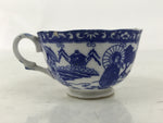 Japanese Porcelain Western-style Teacup Vtg Yunomi Sometsuke Geisha Blue TC608