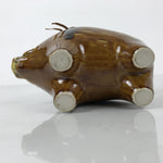 Japanese Porcelain Whisky Bottle Vtg Tokkuri Sake Wild Boar Zodiac Brown TS903