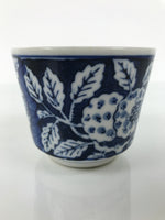 Japanese Porcelain Yunomi Teacup Pottery Vtg White Blue Hydrangea Ajisai TC610
